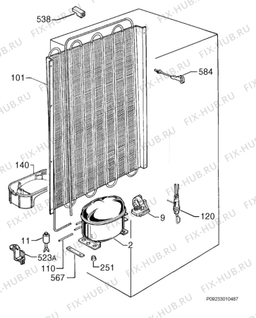 Взрыв-схема холодильника Zanker ZKC261 - Схема узла Cooling system 017